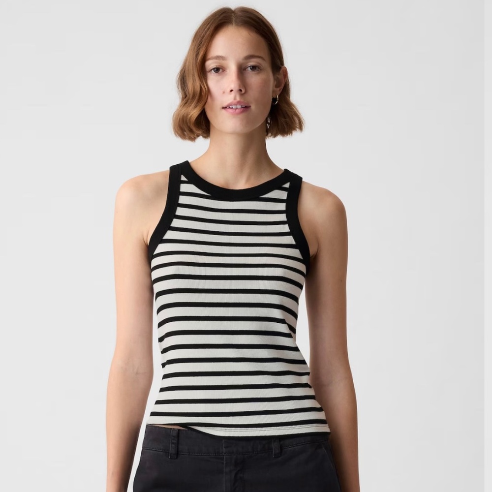 Gap Striped Modern Rib Halter Tank